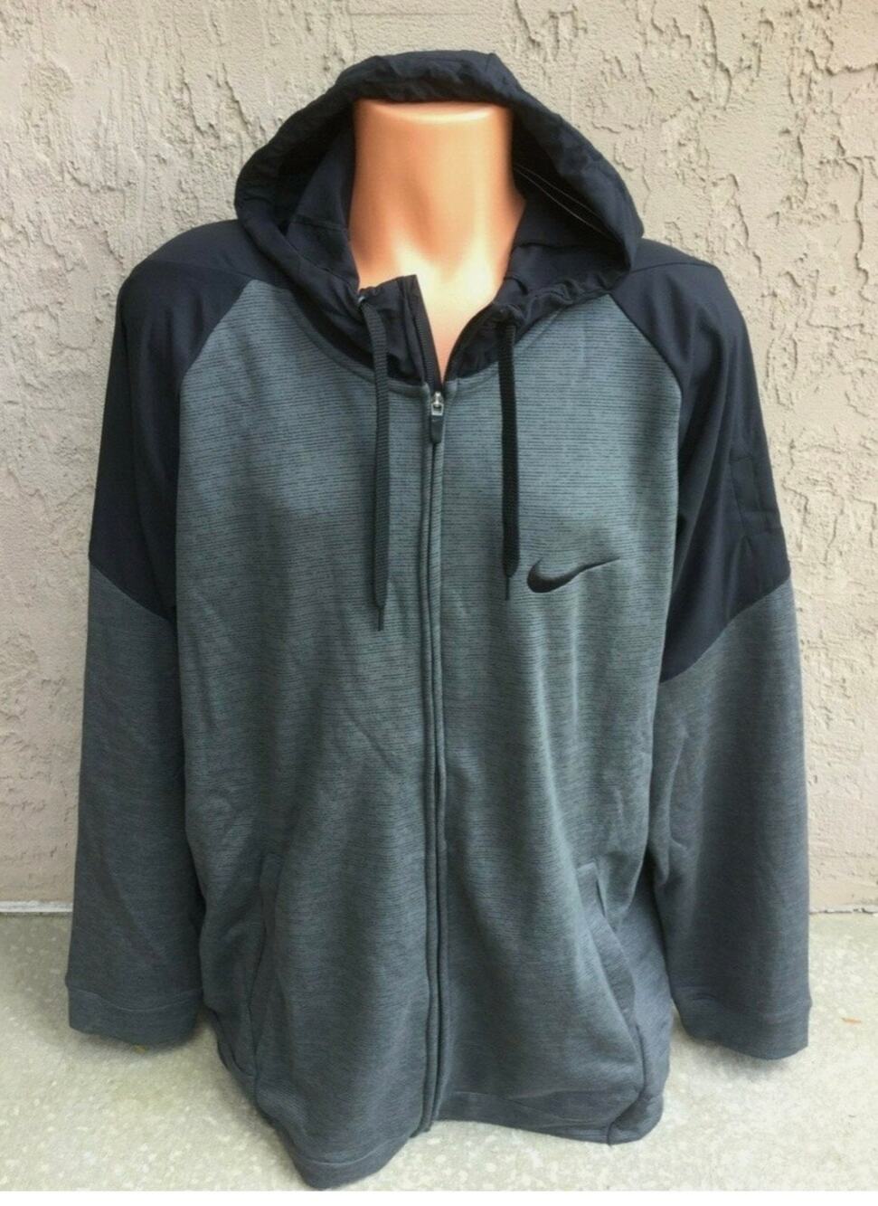 Nike Men's Dri-FIT Full-Zip Training Light Rinning Hoodie Jacket Gray Black sz M